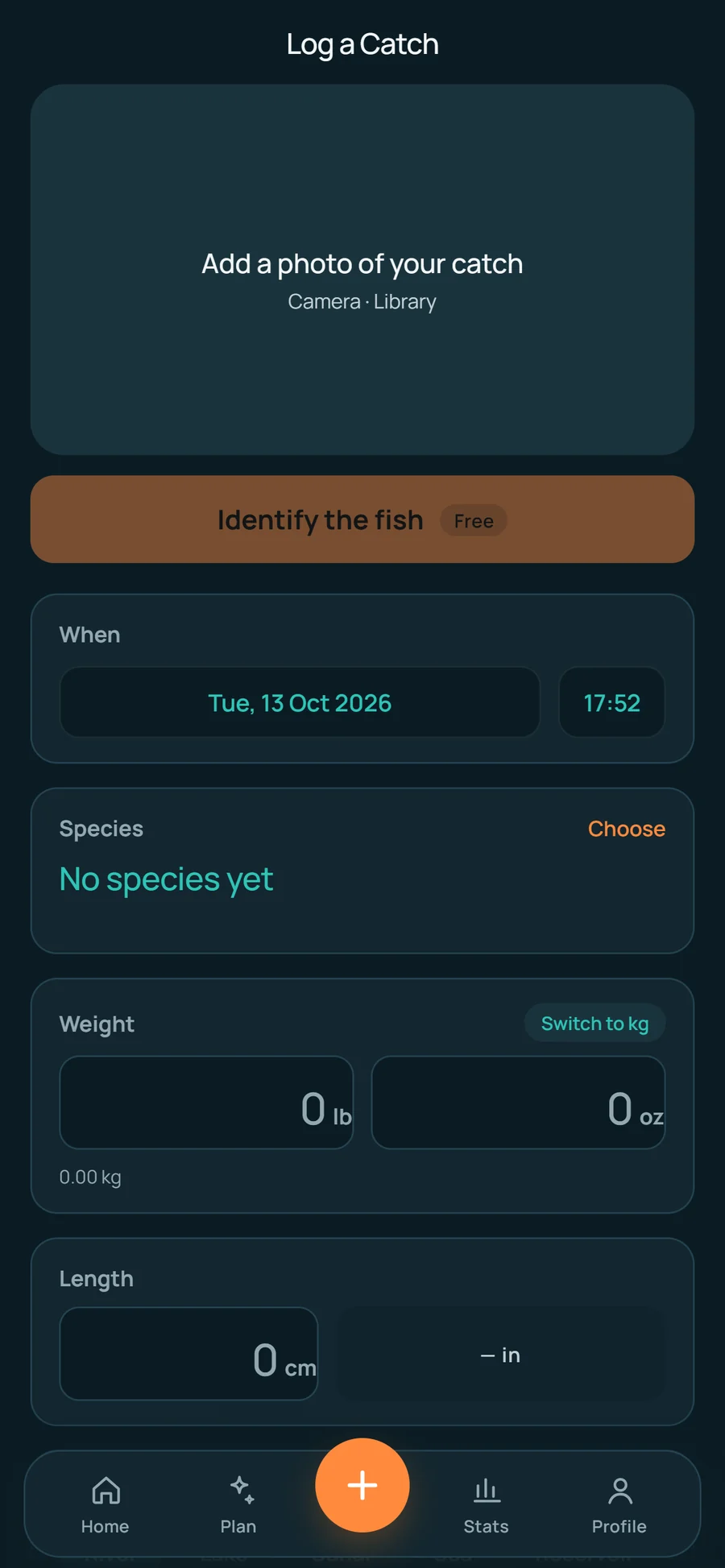 Log a catch, conditions auto-filled